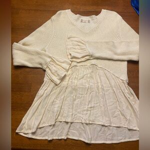 Altar'd State Cream Babydoll Boho Sweater M